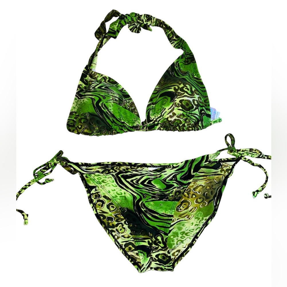 B.Split animal print Bikini